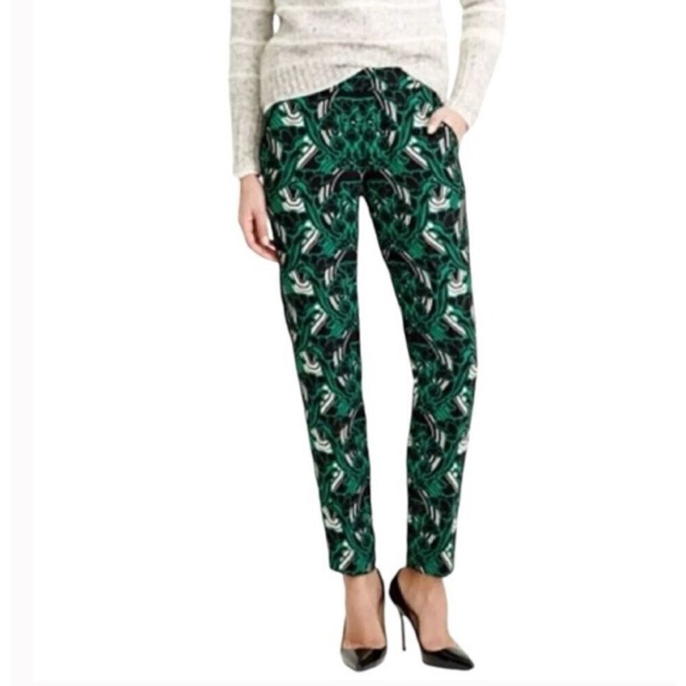 J. Crew Tuxedo Pant in Retro‎ Floral Green Black 2
